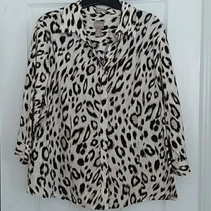 Chicos Size 3 Cheetah print shirt